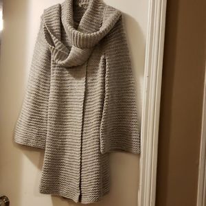 Cardigan sweater with scarf